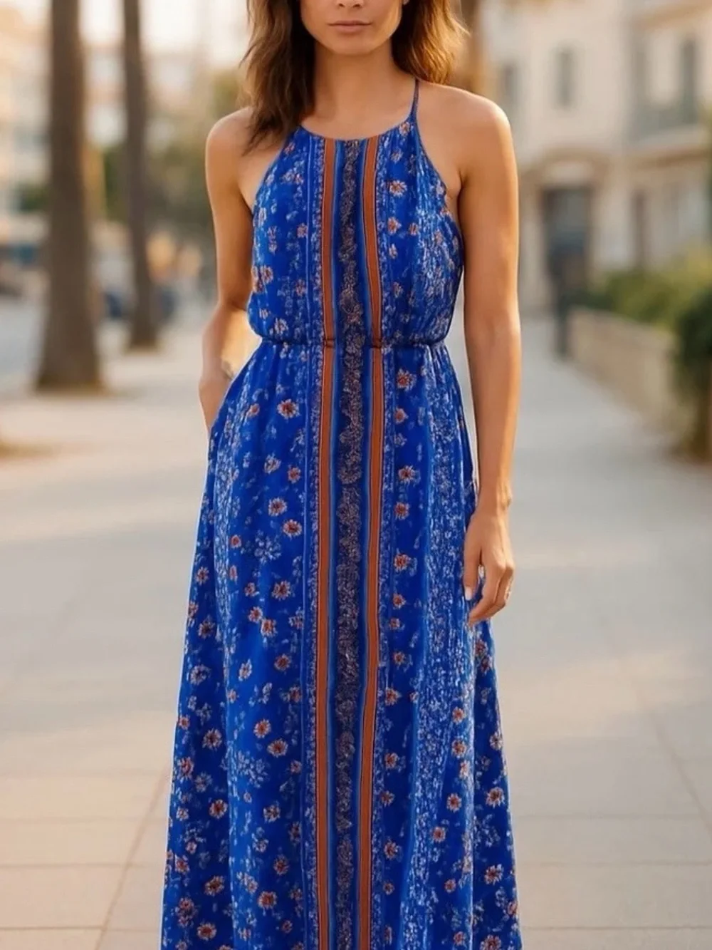 japna blue dress Ladies Japna Blue And White Dress Size M